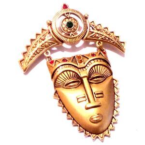 Vintage Avon Articulated Tribal Mask Brooch